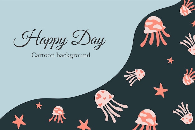 cute jellyfish and coral reef template background