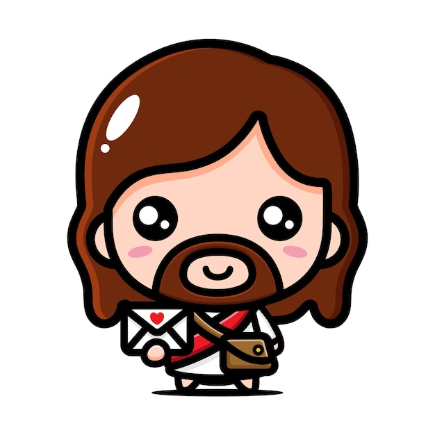 Vector cute jesus brought a letter for you