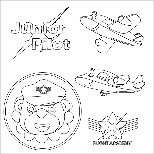 Cute junior pilot Cartoon hand drawn vector illustration Cartoon isolated vector illustration