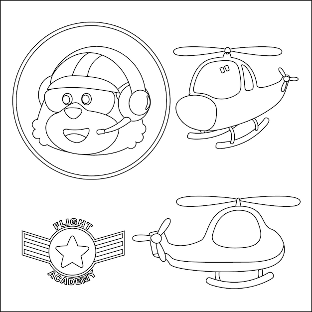 Cute junior pilot Cartoon hand drawn vector illustration Cartoon isolated vector illustration