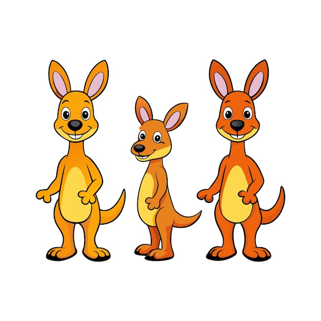 Vector cute kangaroo cartoon colour vector illustration art