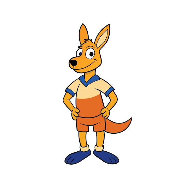 Vector cute kangaroo cartoon mascot isolated on white background