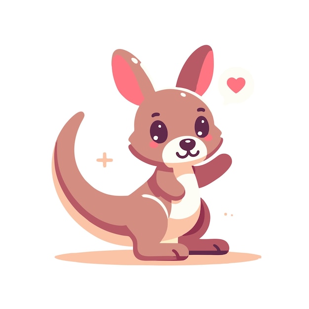 cute kangaroo character flat vector design