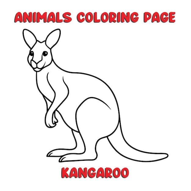 Vector cute kangaroo outline art illustration coloring page book for kids