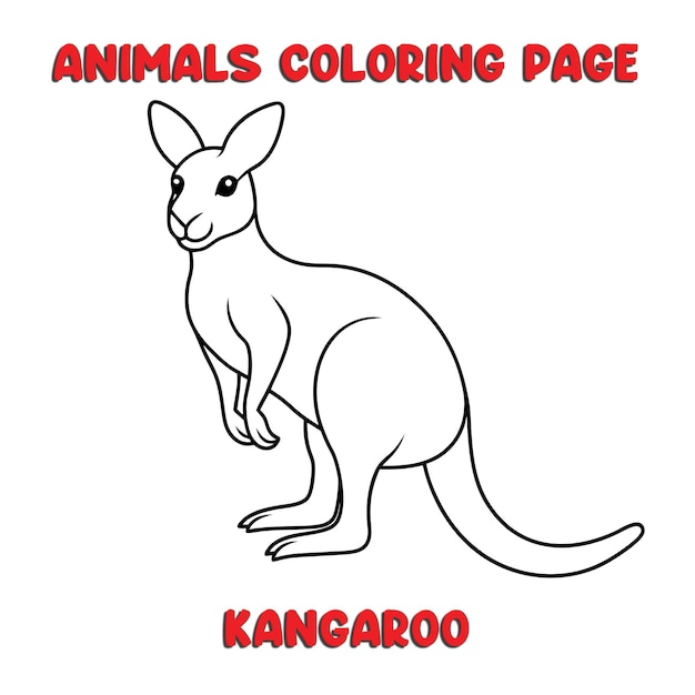 cute KANGAROO outline art illustration coloring page book for kids