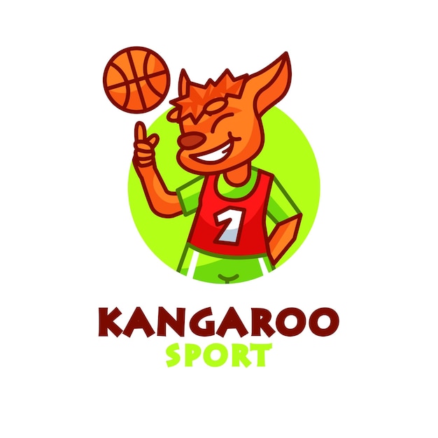 Cute kangaroo sport cartoon vector icon illustration