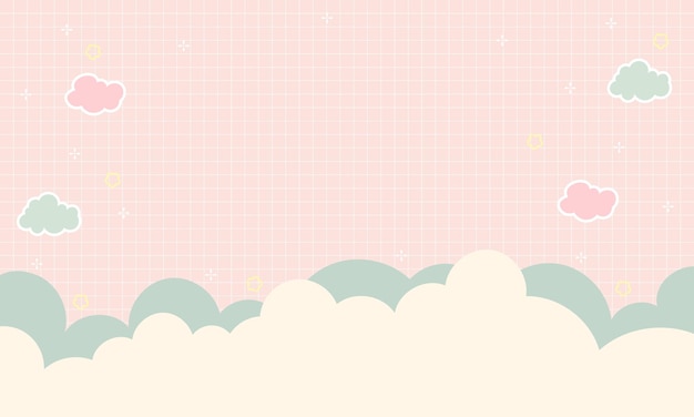 Cute Kawaii Abstract Starry Cloud Grid Landscape Background