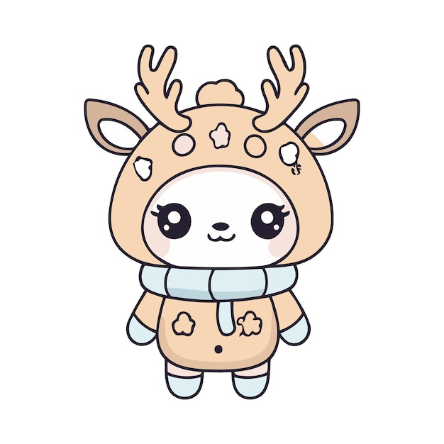 Cute Kawaii Animal Vector Illustration for Children Story Books