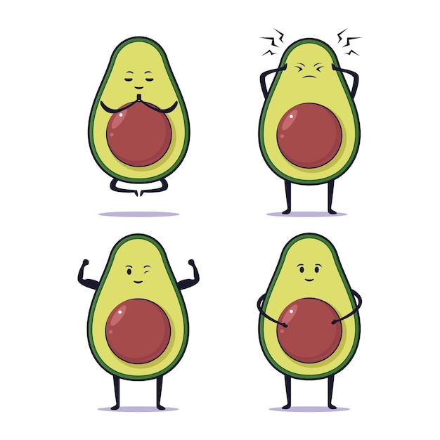 Cute kawaii avocado illustration design