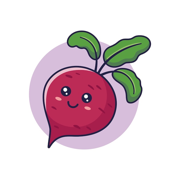 Cute Kawaii beet root cartoon icon illustration Food vegitable flat icon concept isolated