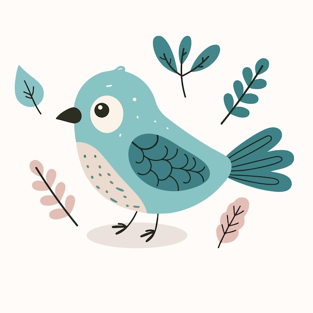 Vector cute kawaii bird vector flat style illustration