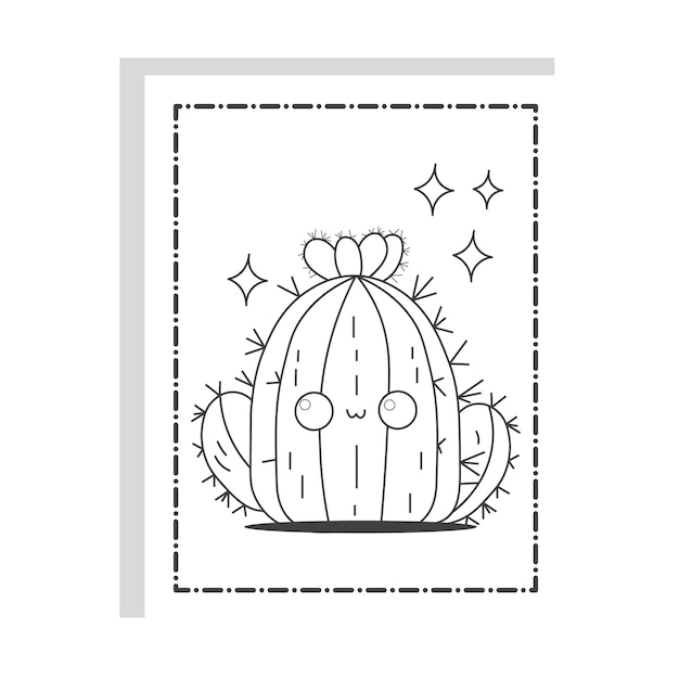 Cute Kawaii Cactus Coloring Pages