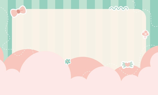 Cute kawaii cartoon background vector with framework and kawaii stickers