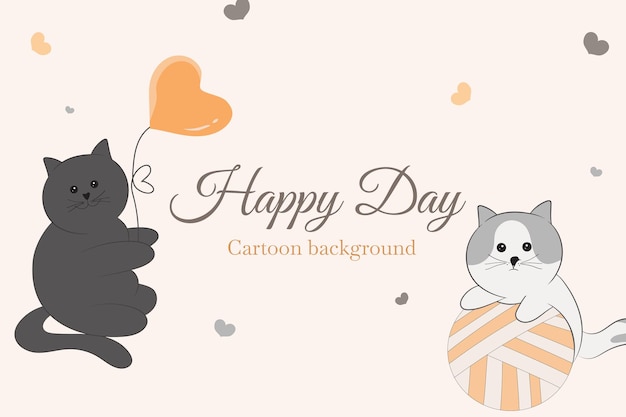 cute kawaii cat cartoon template background