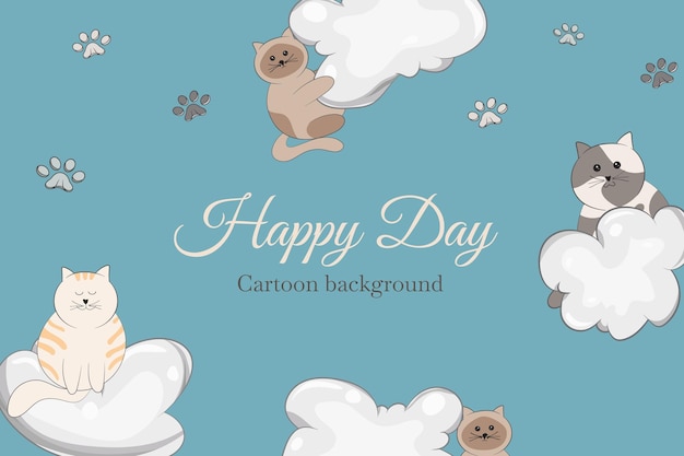 cute kawaii cat cartoon template background