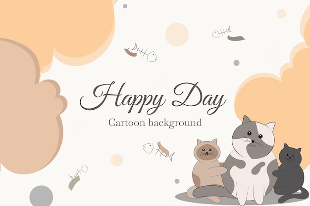 cute kawaii cat cartoon template background