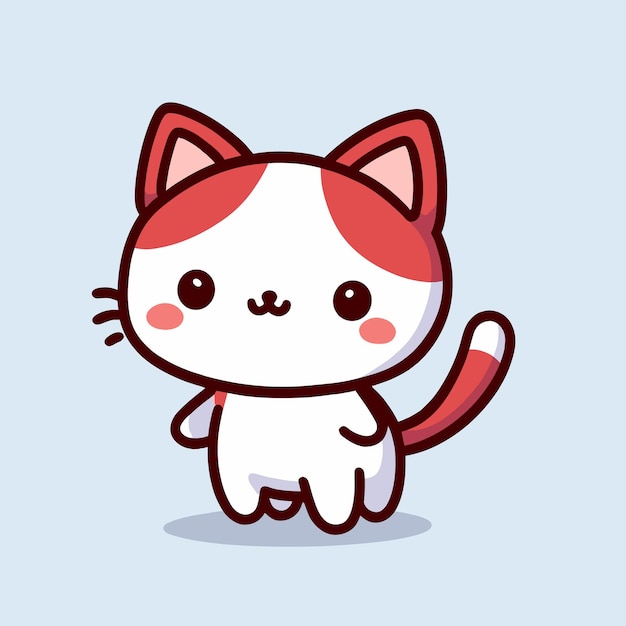 Cute kawaii cat cartoon vector