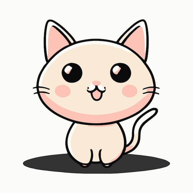 Cute kawaii cat isolated white background