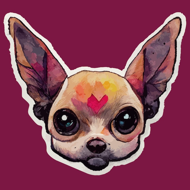 Cute kawaii Chihuahua sticker clip art pastel goth vibe dog sticker vector