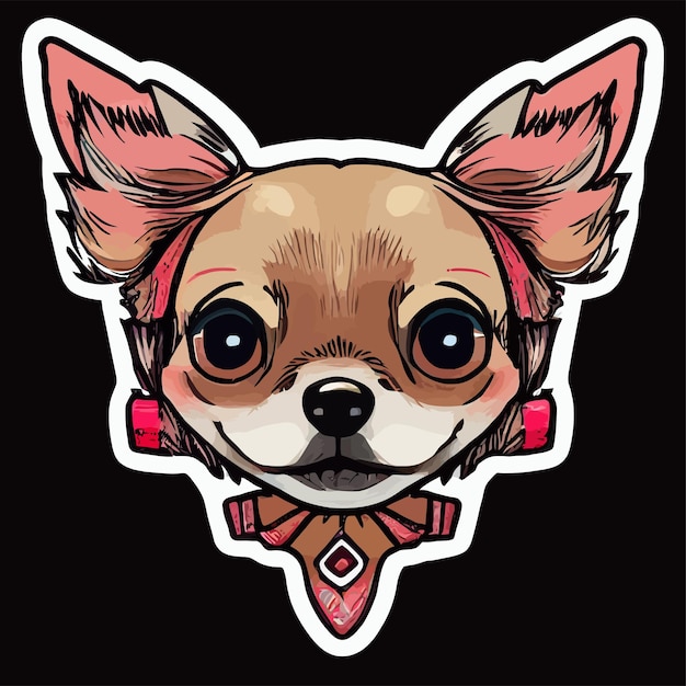 Cute kawaii Chihuahua sticker clip art pastel goth vibe dog sticker vector