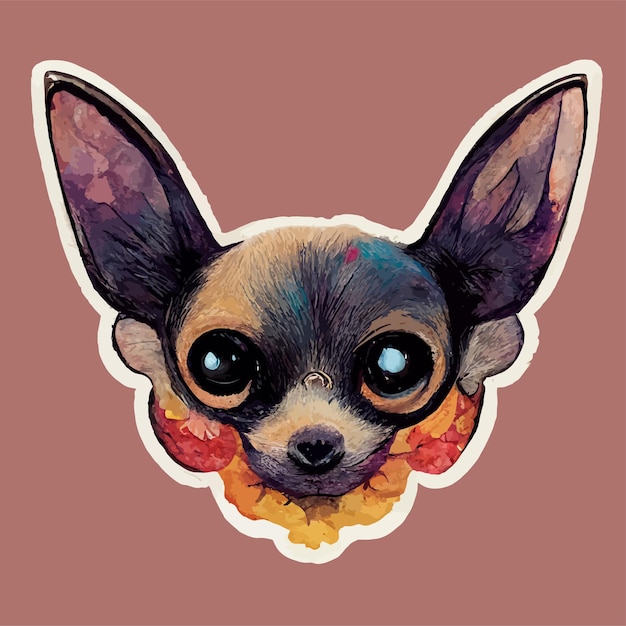 Cute kawaii Chihuahua sticker clip art pastel goth vibe dog sticker vector