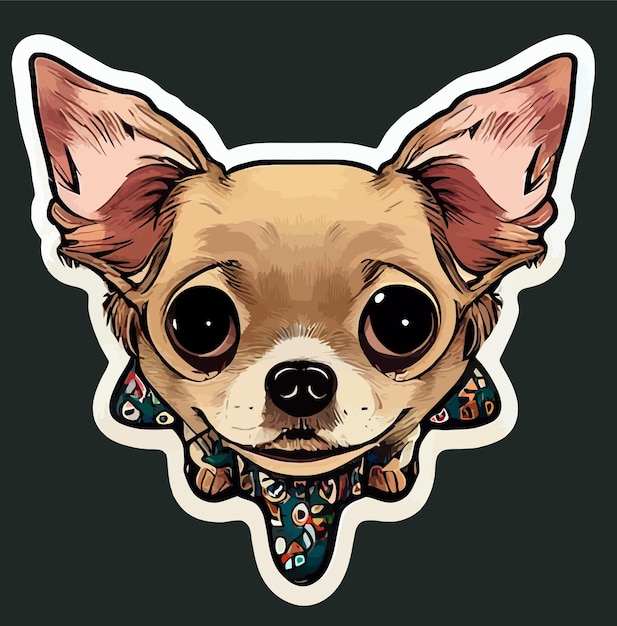 Cute kawaii Chihuahua sticker clip art pastel goth vibe dog sticker vector