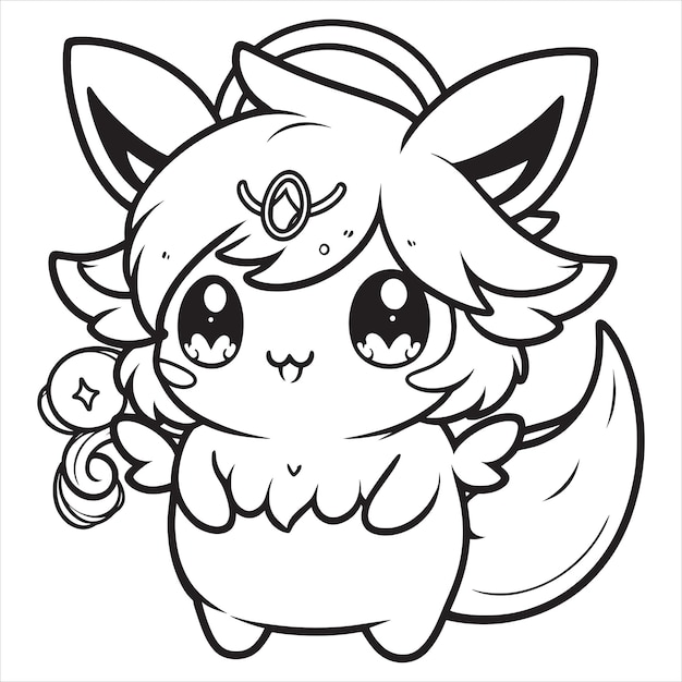 Cute Kawaii Coloring Pages Kawaii coloring character Cute Anime Kawaii Coloring Book Page Vector