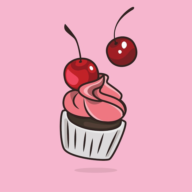 Cute kawaii Cupcake illustration