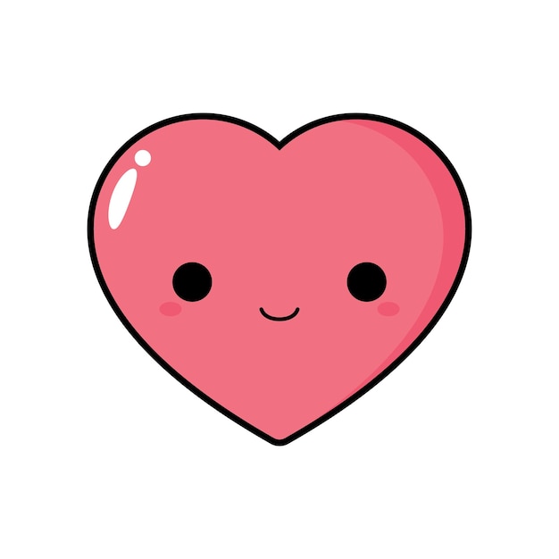 Cute kawaii happy pink heart