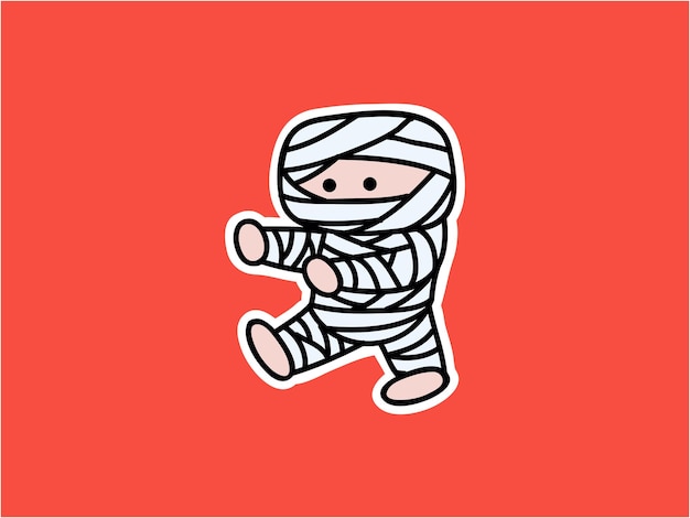 Cute and kawaii Little Mummy Halloween Character Illustration Sticker