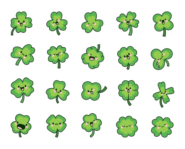 Cute kawaii lucky clover