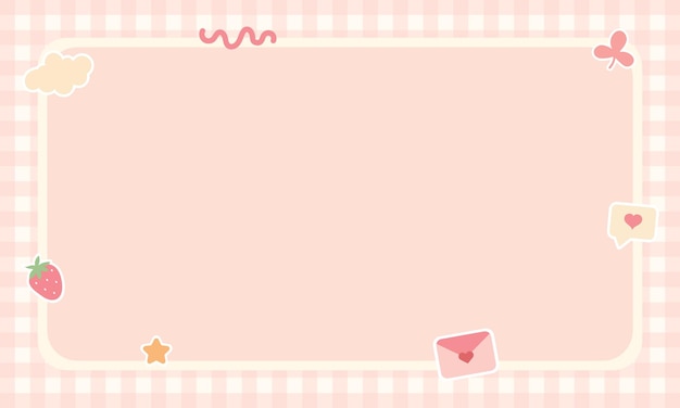 Cute kawaii pink pastel background vector with stickers