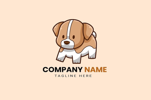 cute kawaii puppy corgi dog mascot cartoon logo template icon illustration hand drawn