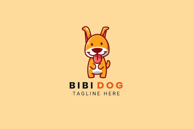 Cute Kawaii Puppy Dog Mascot Cartoon Logo Design Template