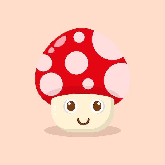 Cute kawaii red mushroom illustration