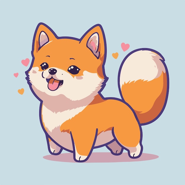 Cute kawaii Shiba Inu cartoon