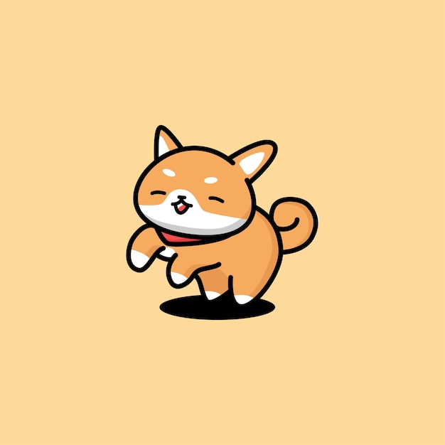 Cute kawaii shiba inu with happy pose