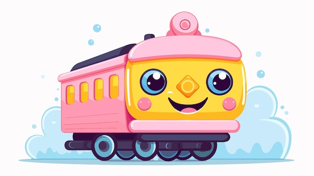 Vector cute kawaii train vector illustration