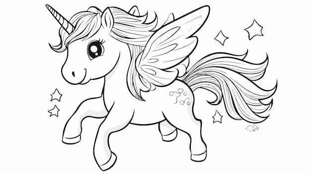 Cute Kawaii Unicorn Dancing Coloring Page