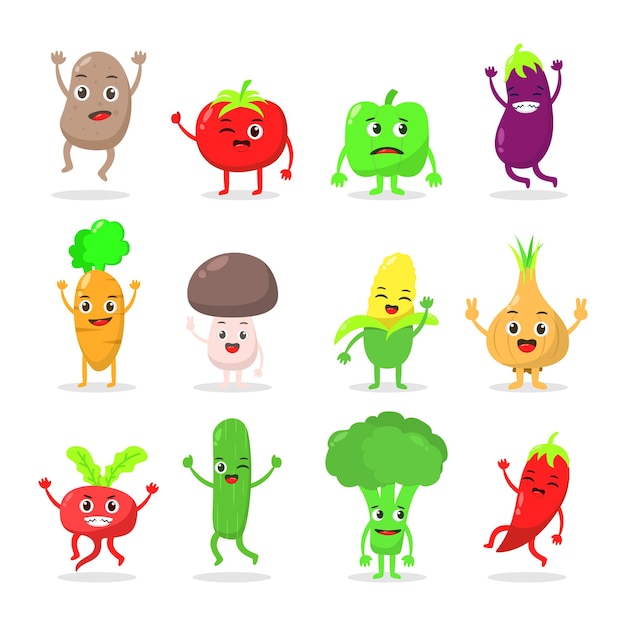 Cute kawaii vegetable cartoon design