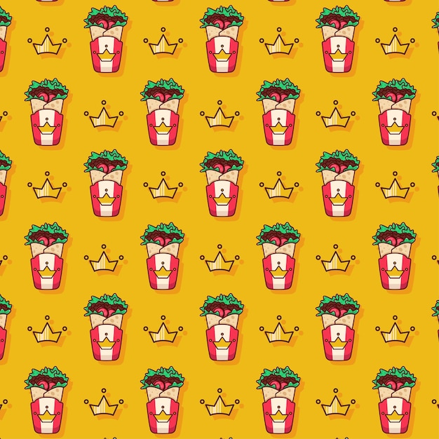 cute kebab pattern food illustration