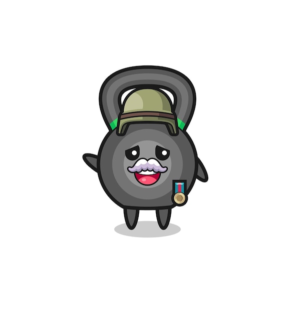 Cute kettlebell as veteran cartoon cute design