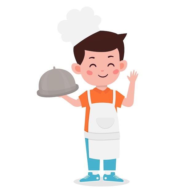 Cute kid chef cartoon character illustration