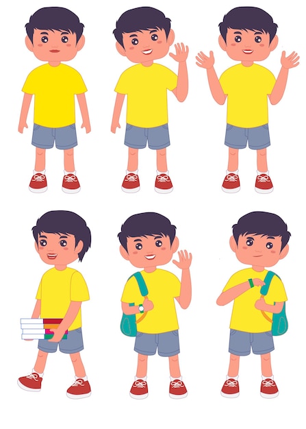 cute kid child expression vector illustration set