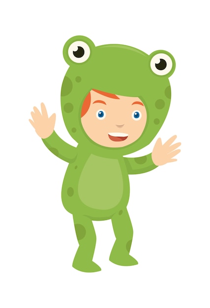 Cute kid wearing frog costume