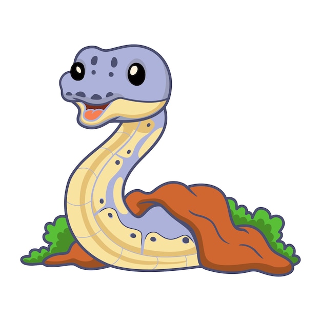 Cute killer clown ball python cartoon out from hole