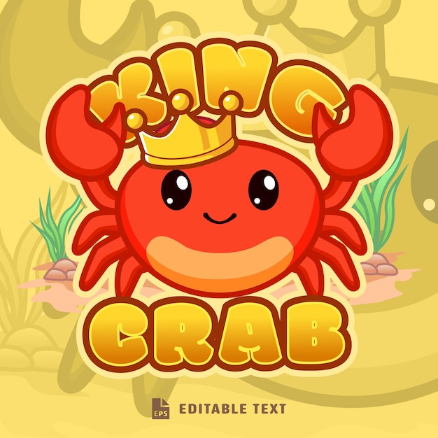 Cute King Crab Logo Cartoon