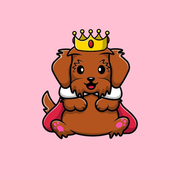 Cute King Maltipoo Dog Cartoon Vector Icon Illustration