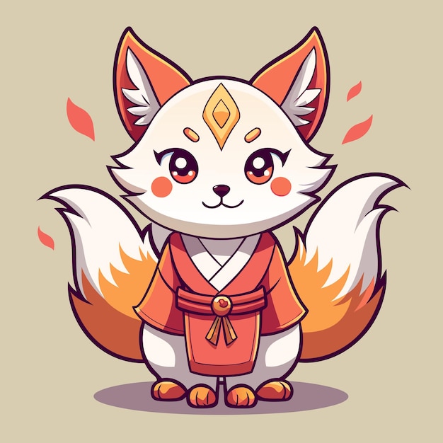 Vector cute kitsune character vector art