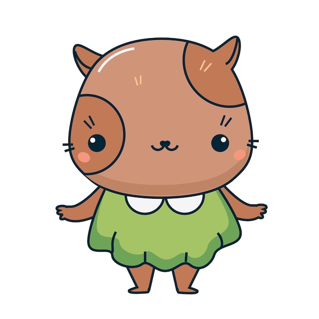 Cute kitten Cartoon cat animal character for kids and children Lovely baby kitty in dress